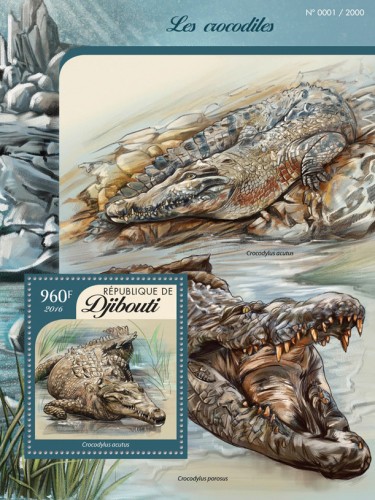 Crocodiles (Crocodylus acutus) | Stamps of DJIBOUTI