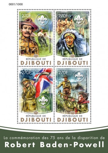 Robert Baden-Powell (Commemoration of 75 years of the death Robert Baden-Powell (1857-1941)) | Stamps of DJIBOUTI