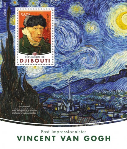 Vincent van Gogh (“Self-portrait with Bandager Ear (Man with a Pipe)”,1889) | Stamps of DJIBOUTI