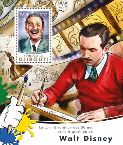 Walt Disney (Commemoration of 50 years of the death of Walt Disney (1901-1966)) | Stamps of DJIBOUTI