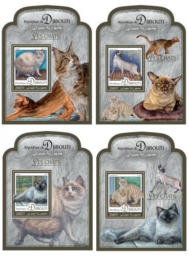 Cats (Ragdoll; Siamese cat; Australian Mist) | Stamps of DJIBOUTI
