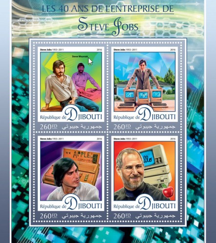 40th anniversary of Steve Jobs company (Steve Jobs (1955–2011), Steve Wozniak) | Stamps of DJIBOUTI