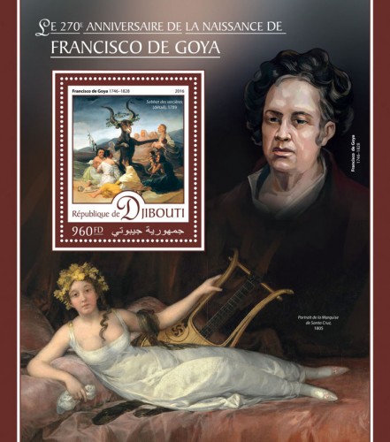 270th anniversary of Francisco de Goya (Francisco de Goya (1746–1828) “Witches' Sabbath” (detail), 1789) | Stamps of DJIBOUTI