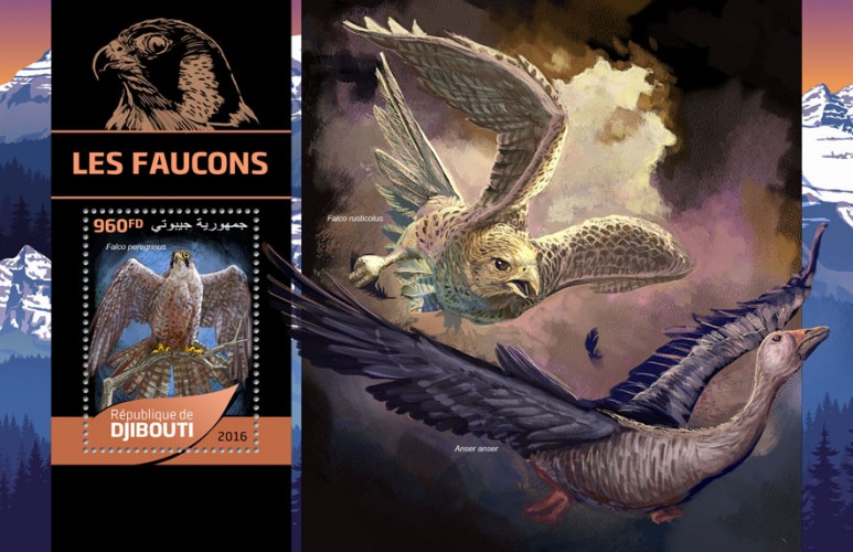 Hawks (Falco peregrinus) | Stamps of DJIBOUTI