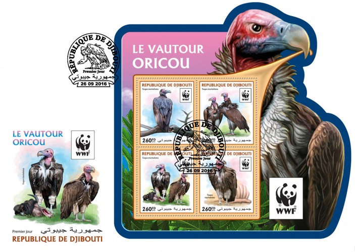 WWF: Lappet-faced vulture (Torgos tracheliotos) | Stamps of DJIBOUTI