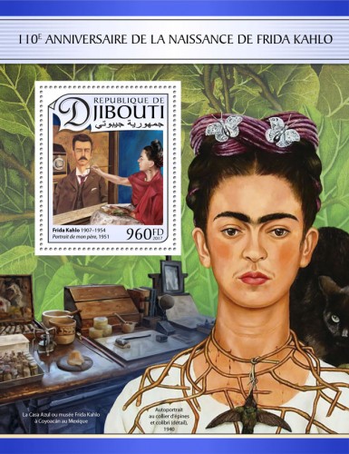 110th anniversary of Frida Kahlo (Frida Kahlo (1907–1954) Portrait of my father, 1951) | Stamps of DJIBOUTI