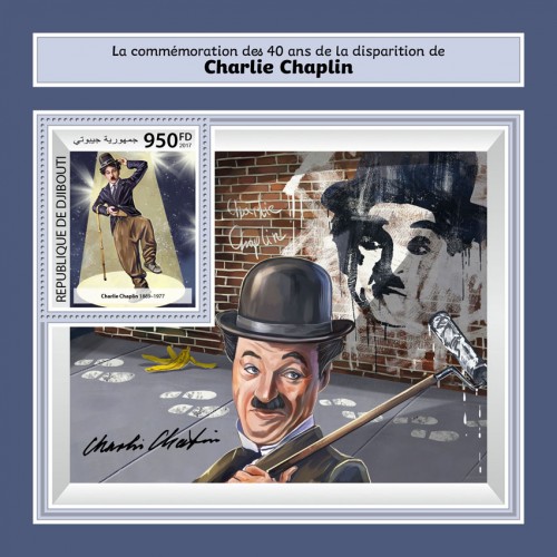 40th memorial anniversary of Charlie Chaplin (Charlie Chaplin (1889–1977)) | Stamps of DJIBOUTI