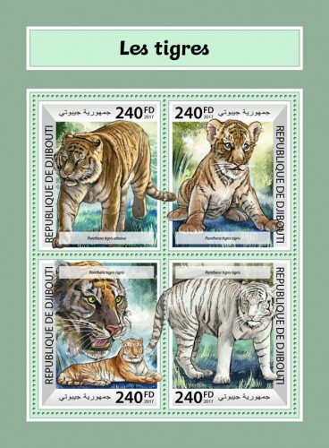 Tigers (Panthera tigris altaica; Panthera tigris tigris) | Stamps of DJIBOUTI