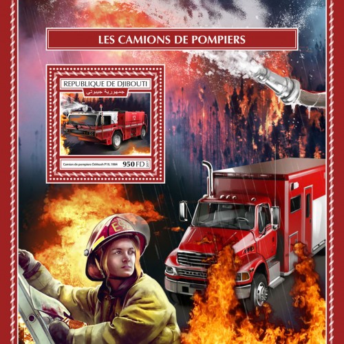 Fire engines (Oshkosh P19 Fire Truck 1984) | Stamps of DJIBOUTI