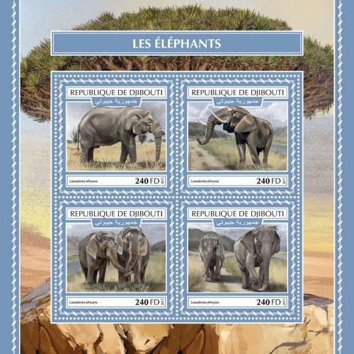 Elephants (Loxodonta africana) | Stamps of DJIBOUTI