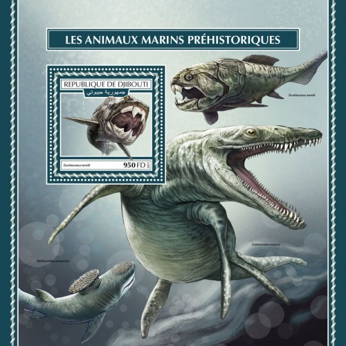 Prehistoric water animals (Dunkleosteus terrelli) | Stamps of DJIBOUTI