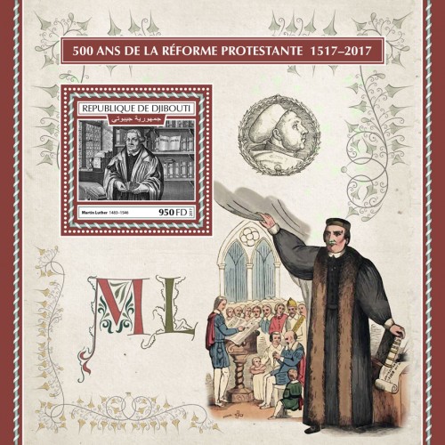 500th anniversary of Reformation (Martin Luther (1483–1546)) | Stamps of DJIBOUTI