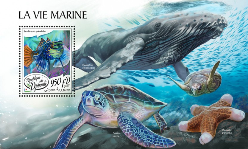 Marine life (Synchiropus splendidus) | Stamps of DJIBOUTI