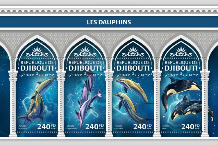 Dolphins (Tursiops truncatus; Stenella longirostris; Orcinus orca) | Stamps of DJIBOUTI