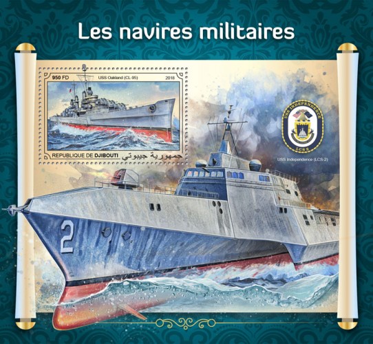Military ships (USS Oakland (CL-95)) Background info: USS Independence (LCS-2) | Stamps of DJIBOUTI