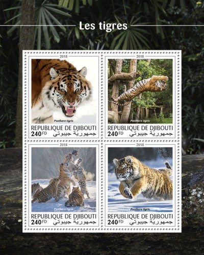 Tigers (Panthera tigris) | Stamps of DJIBOUTI