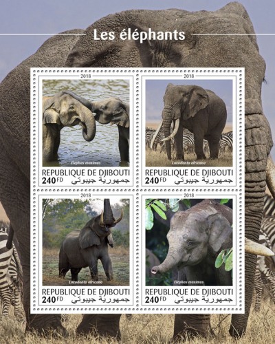 Elephants (Elephas maximus; Loxodonta africana; Elephas maximus) | Stamps of DJIBOUTI