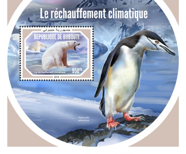 Global warming (Ursus maritimus) Background info: Pygoscelis antarcticus | Stamps of DJIBOUTI