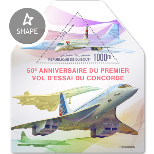 50th anniversary of the first test flight of Concorde | Stamps of DJIBOUTI