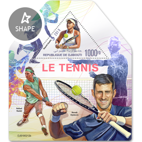 Tennis (Naomi Osaka) Background info: Rafael Nadal, Novak Djokovic | Stamps of DJIBOUTI