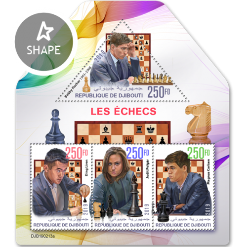 Chess (Bobby Fischer (1943–2008); Ding Liren; Judit Polgár; Magnus Carlsen) | Stamps of DJIBOUTI