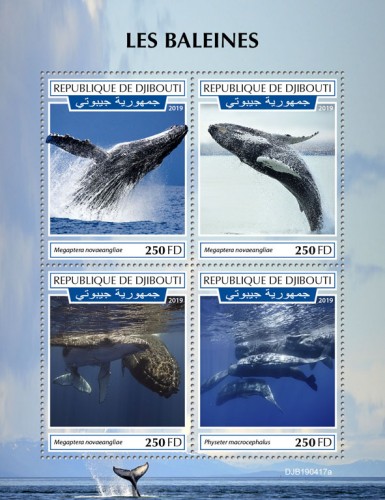 Whales (Megaptera novaeangliae; Physeter macrocephalus) | Stamps of DJIBOUTI