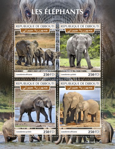 Elephants (Loxodonta africana; Loxodonta cyclotis) | Stamps of DJIBOUTI