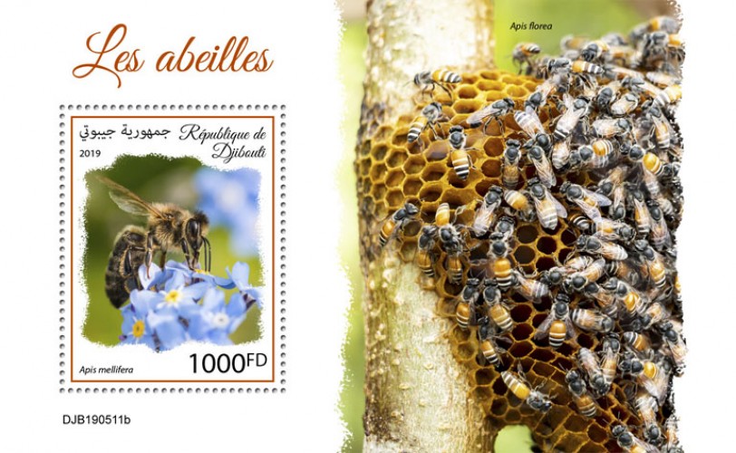 Bees (Apis mellifera)  Background info: Apis florea | Stamps of DJIBOUTI